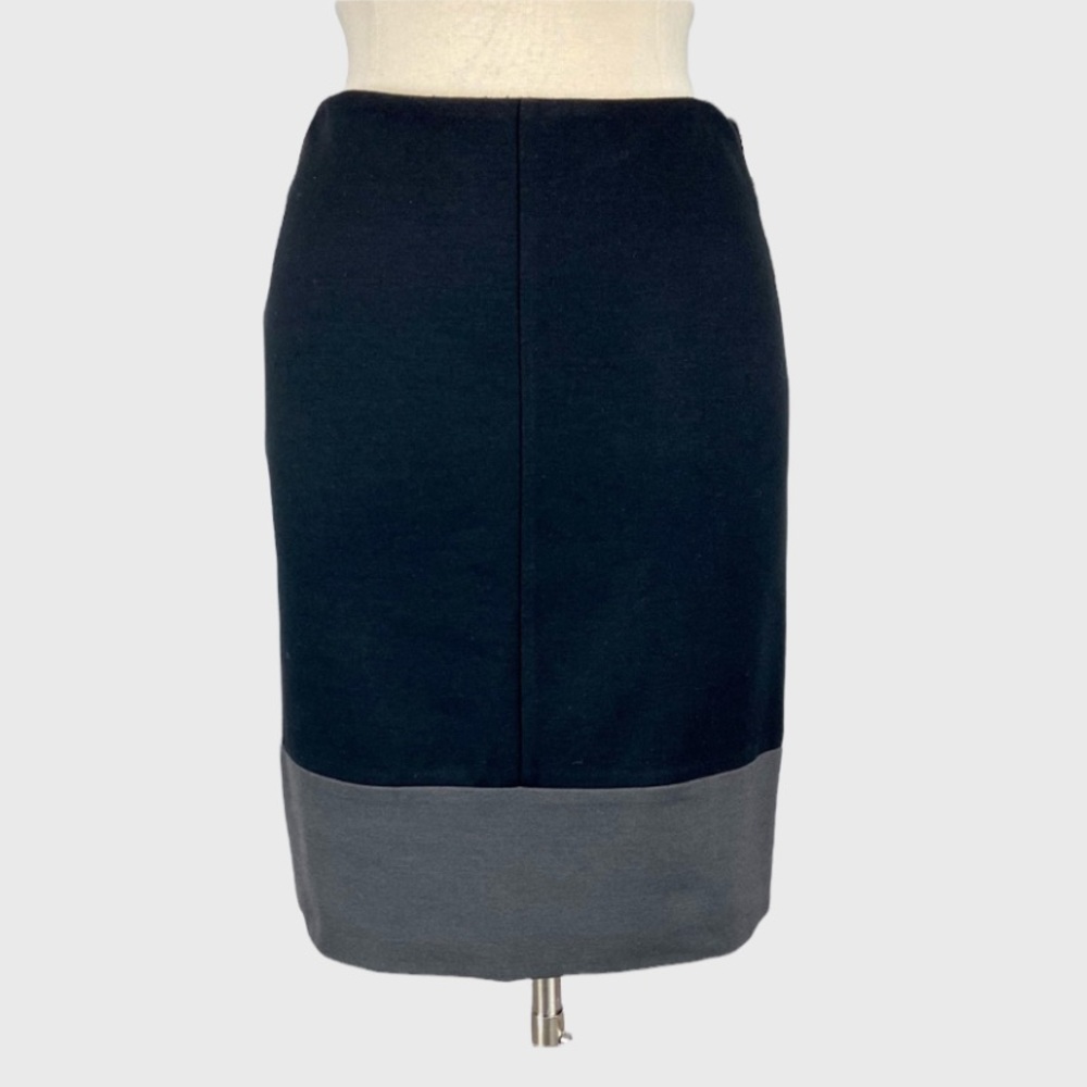 Theory Womens Straight Pencil Skirt Colorblock Black Gray Stretch size 2